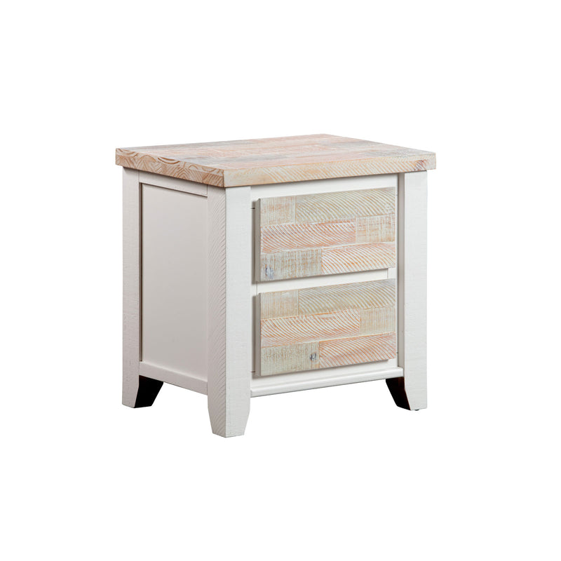 Valencia Coastal Grey and Miami White Colour Two Drawers Bedside Table