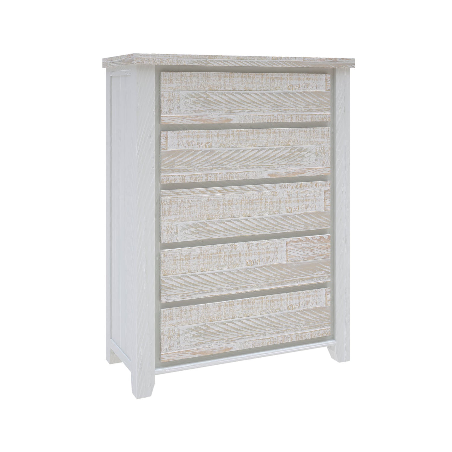 Valencia Tallboy Coastal Grey and Miami White Colour Five Drawers