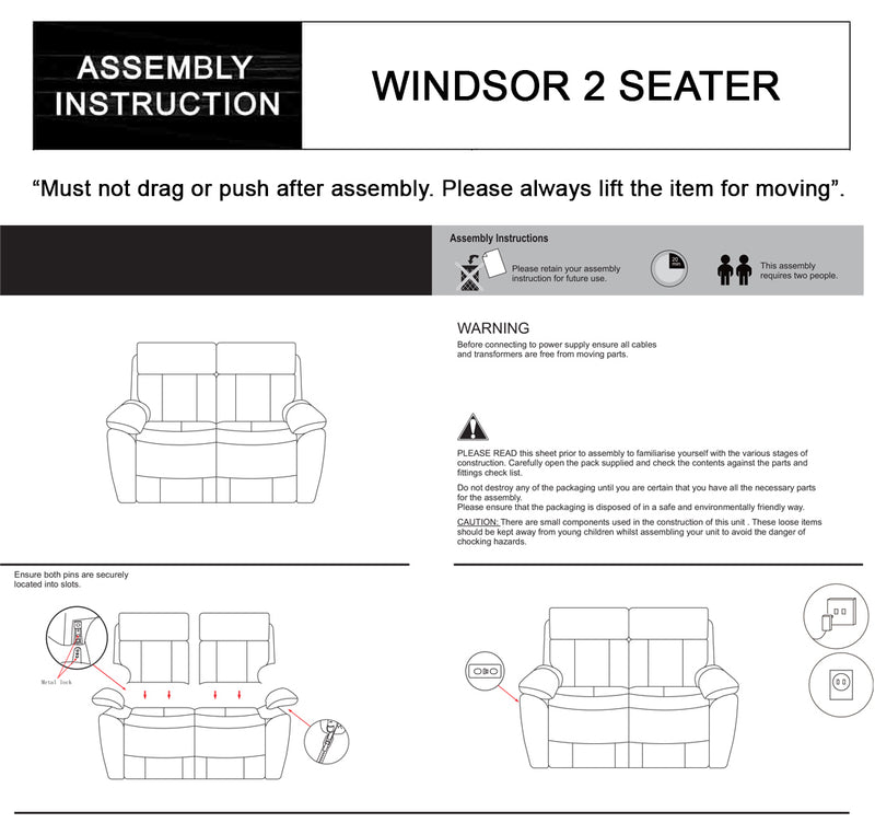 Windsor 3+2 Seater Top Grain Leather Electric Recliner Sofa