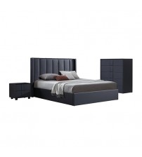 Prado Queen Bedroom Suite with Modern MDF Construction Durable Fabric Upholstery and Ample Storage