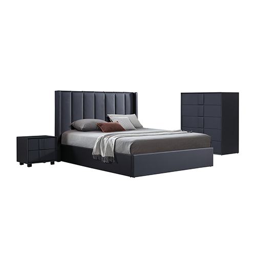 Prado Queen Bedroom Suite with Modern MDF Construction Durable Fabric Upholstery and Ample Storage