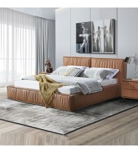 Louis Bedframe Upholstery Nonwoven Fabric at the Bed and Back side of the Headboard KD Slat Wooden Legs