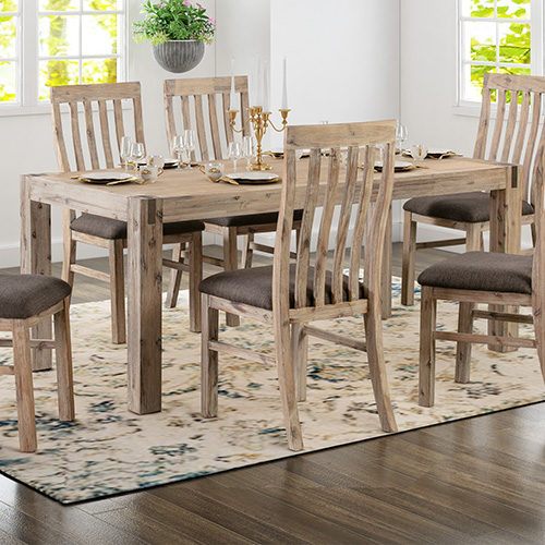 Java Solid Acacia Timber Veneered Classic Oak Dining Table in Large Size