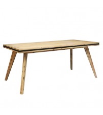 Seashore Dining Table In Solid Acacia Timber In Silver Brush Colour with Black Border