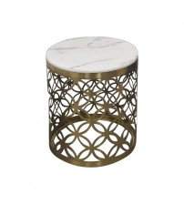 Troy Lamp Table with Faux Marble top Round Shape Electroplating Golden Base