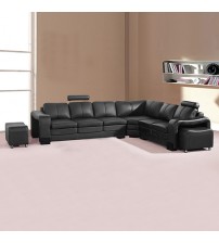 Majestic Black 6 Seater Leatherette Corner Sofa 