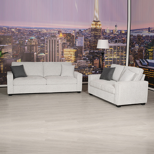 Milano 3+2 Seater Grey Sofa Set Polyester Fabric Multilayer 4 Pillows Attached Individual Pocket Spring
