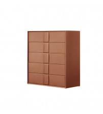 Louis Tallboy MDF with Premium Leatherette Upholstery Storage Space Five Drawers Wooden Legs